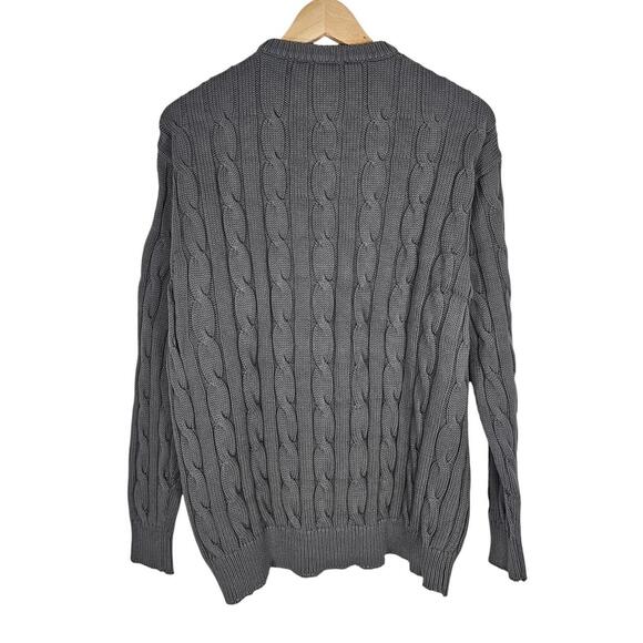 VTG 90s Blumarine Uomo Italy Gray Chunky Cable Knit Cotton Sweater L (modern M) - Picture 3 of 8